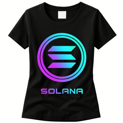 Solana Crypto Sol Coin Blockchain Decentralized Application Womens T-Shirt