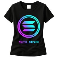 Solana Crypto Sol Coin Blockchain Decentralized Application Womens T-Shirt