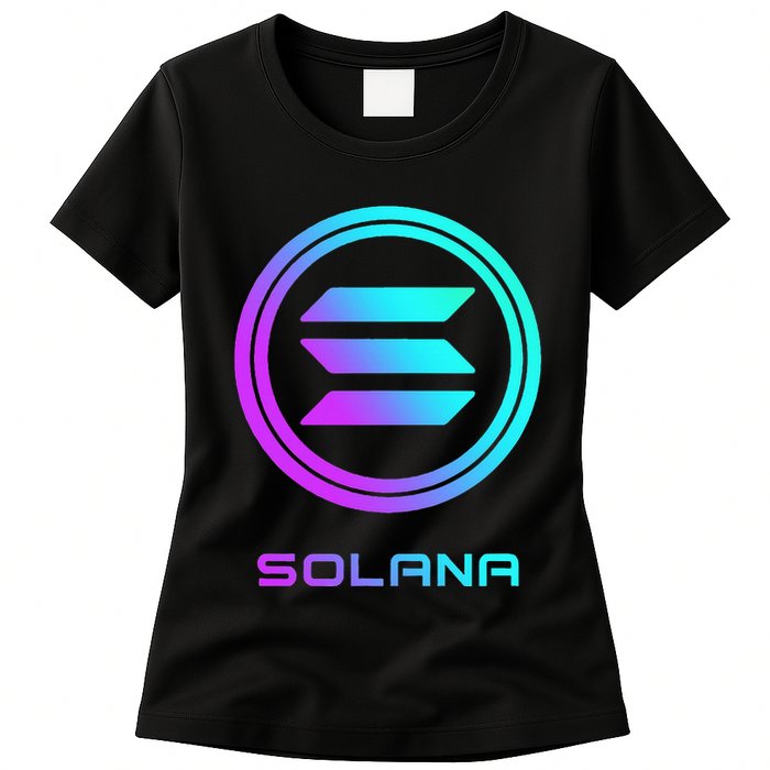 Solana Crypto Sol Coin Blockchain Decentralized Application Womens T-Shirt