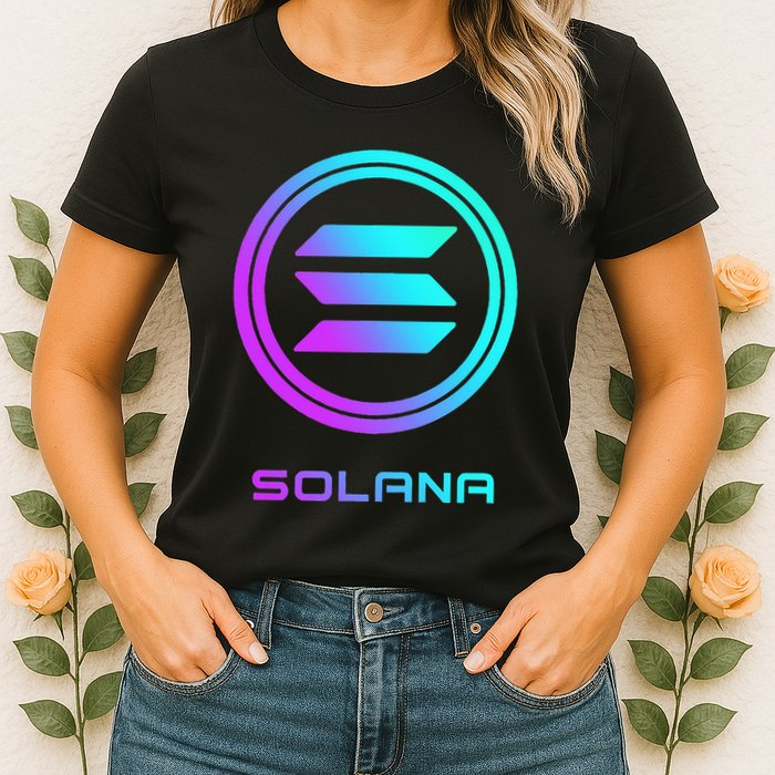 Solana Crypto Sol Coin Blockchain Decentralized Application Womens T-Shirt