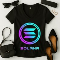 Solana Crypto Sol Coin Blockchain Decentralized Application Women's V-Neck T-Shirt