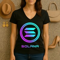 Solana Crypto Sol Coin Blockchain Decentralized Application Women's V-Neck T-Shirt