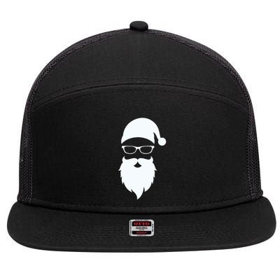 Santa Claus Sunglasses Funny Hipster Christmas 7 Panel Mesh Trucker Snapback Hat