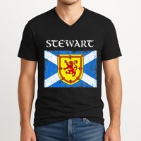 Stewart Clan Scottish Name Scotland Flag V-Neck T-Shirt