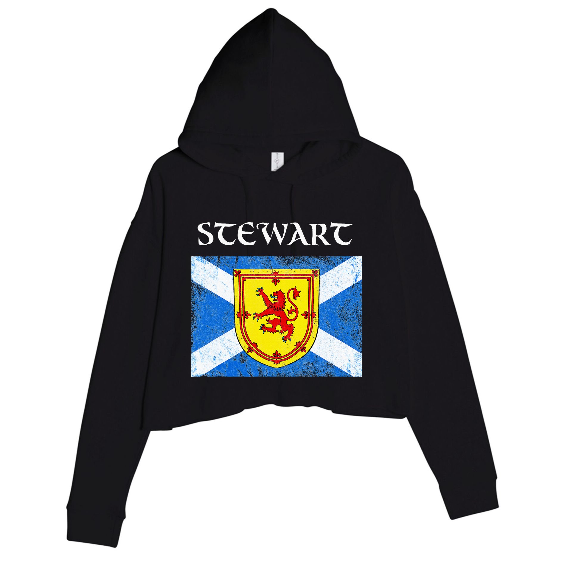 Stewart Clan Scottish Name Scotland Flag Crop Fleece Hoodie