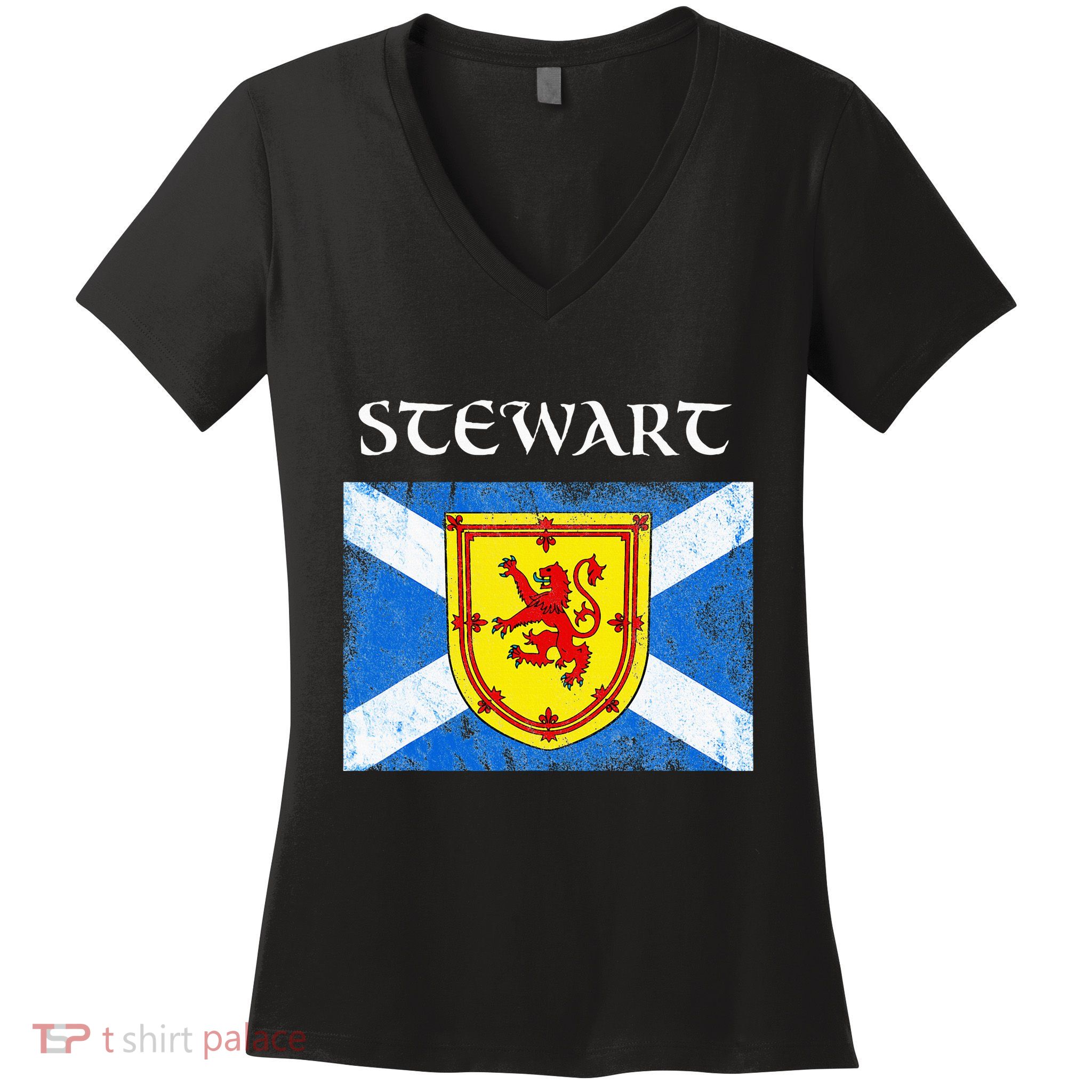 Stewart Clan Scottish Name Scotland Flag Women's V-Neck T-Shirt