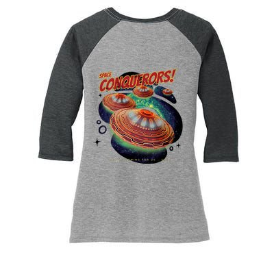 Space Conquerors Women's Tri-Blend 3/4-Sleeve Raglan Shirt