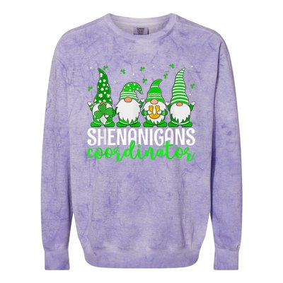 Shenanigans Coordinator St Patricks Day Gnomes Green Proud Colorblast Crewneck Sweatshirt