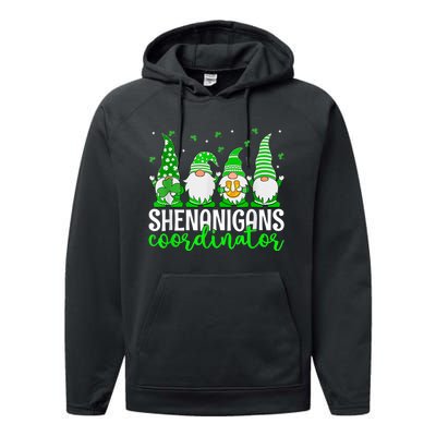 Shenanigans Coordinator St Patricks Day Gnomes Green Proud Performance Fleece Hoodie