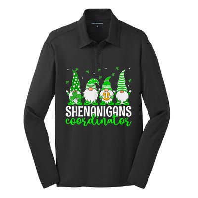 Shenanigans Coordinator St Patricks Day Gnomes Green Proud Silk Touch Performance Long Sleeve Polo