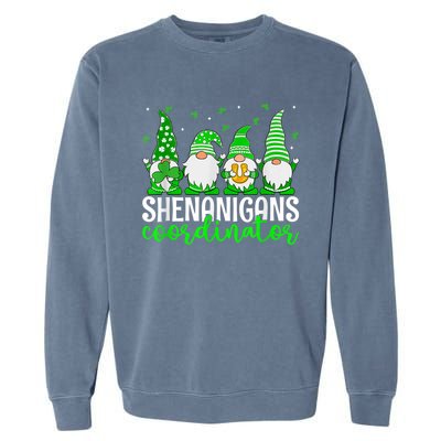 Shenanigans Coordinator St Patricks Day Gnomes Green Proud Garment-Dyed Sweatshirt