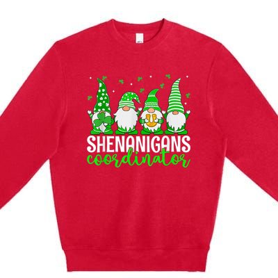 Shenanigans Coordinator St Patricks Day Gnomes Green Proud Premium Crewneck Sweatshirt