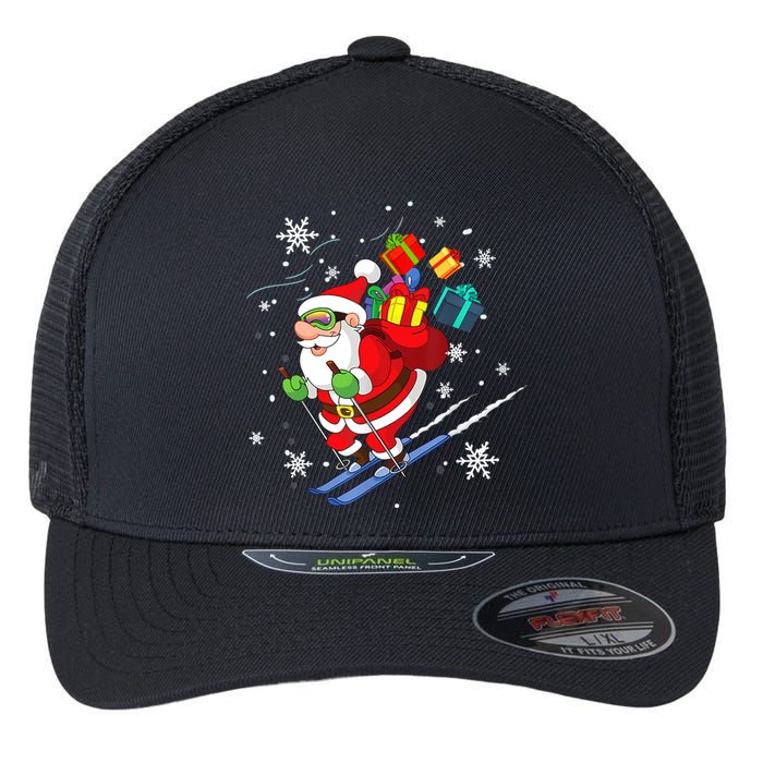 Santa Claus Skiing Christmas Merry Xmas Ski Sport Lovers Flexfit Unipanel Trucker Cap