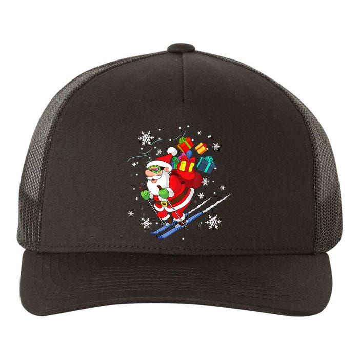 Santa Claus Skiing Christmas Merry Xmas Ski Sport Lovers Yupoong Adult 5-Panel Trucker Hat