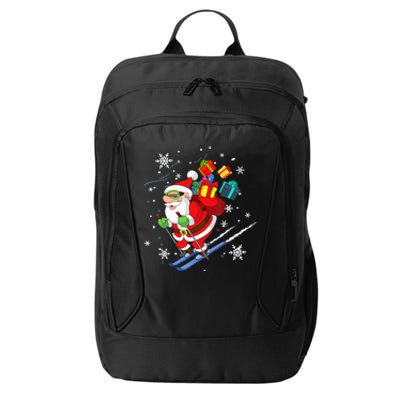 Santa Claus Skiing Christmas Merry Xmas Ski Sport Lovers City Backpack