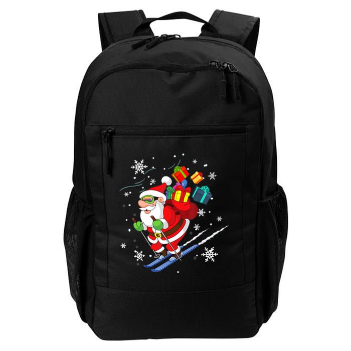 Santa Claus Skiing Christmas Merry Xmas Ski Sport Lovers Daily Commute Backpack