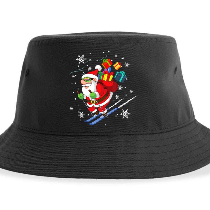 Santa Claus Skiing Christmas Merry Xmas Ski Sport Lovers Sustainable Bucket Hat