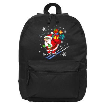 Santa Claus Skiing Christmas Merry Xmas Ski Sport Lovers 16 in Basic Backpack