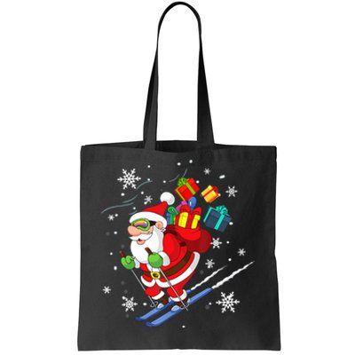 Santa Claus Skiing Christmas Merry Xmas Ski Sport Lovers Tote Bag