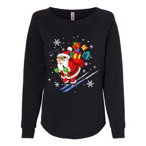 Santa Claus Skiing Christmas Merry Xmas Ski Sport Lovers Womens California Wash Sweatshirt