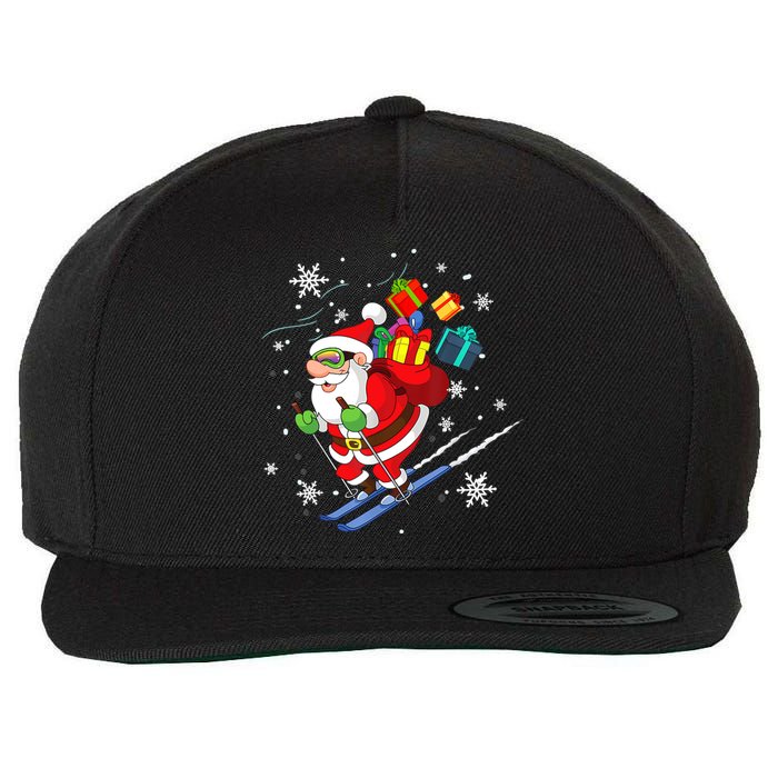 Santa Claus Skiing Christmas Merry Xmas Ski Sport Lovers Wool Snapback Cap