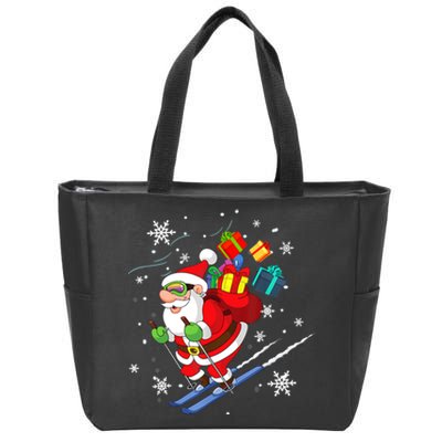 Santa Claus Skiing Christmas Merry Xmas Ski Sport Lovers Zip Tote Bag