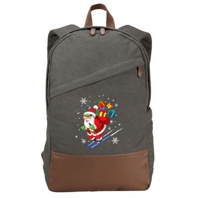 Santa Claus Skiing Christmas Merry Xmas Ski Sport Lovers Cotton Canvas Backpack