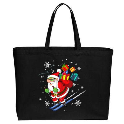 Santa Claus Skiing Christmas Merry Xmas Ski Sport Lovers Cotton Canvas Jumbo Tote