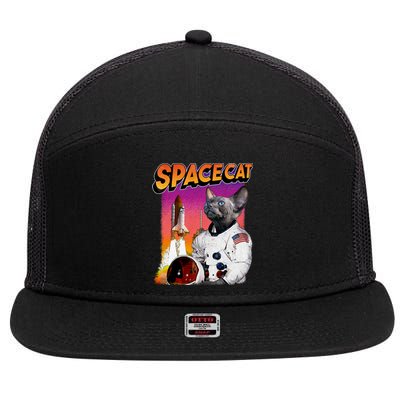 Space Cat 7 Panel Mesh Trucker Snapback Hat