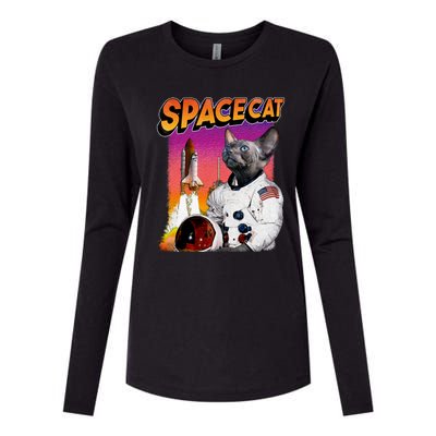 Space Cat Womens Cotton Relaxed Long Sleeve T-Shirt