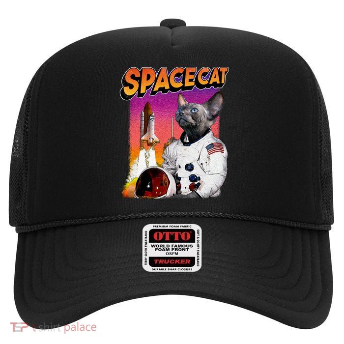 Space Cat High Crown Mesh Back Trucker Hat