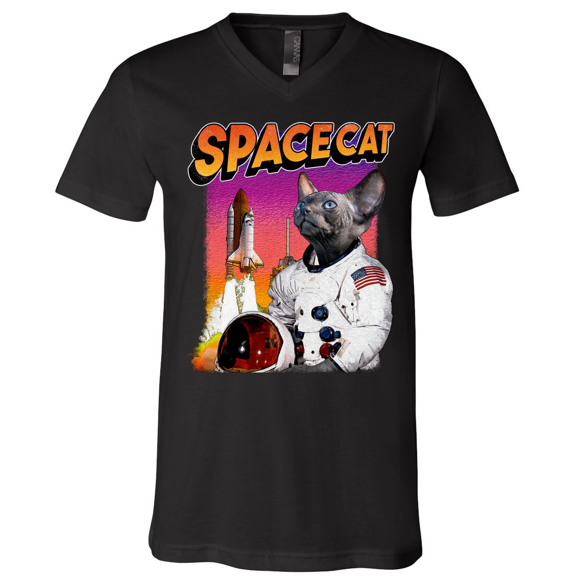 Space Cat V-Neck T-Shirt