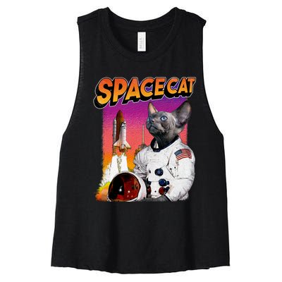 Space Cat Women's Racerback Cropped Tank