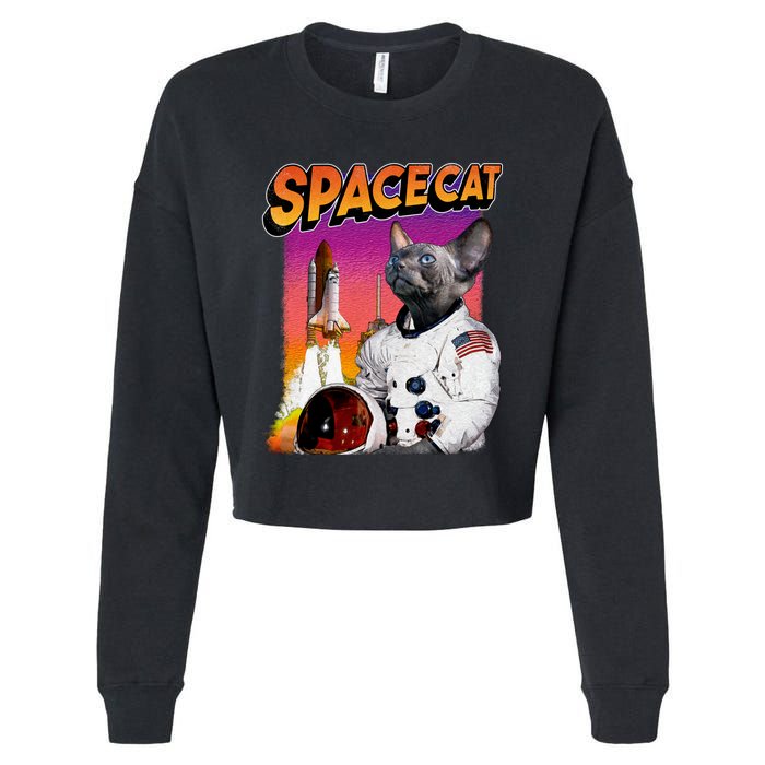 Space Cat Cropped Pullover Crew