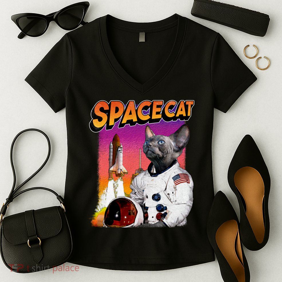 Space Cat Women's V-Neck T-Shirt