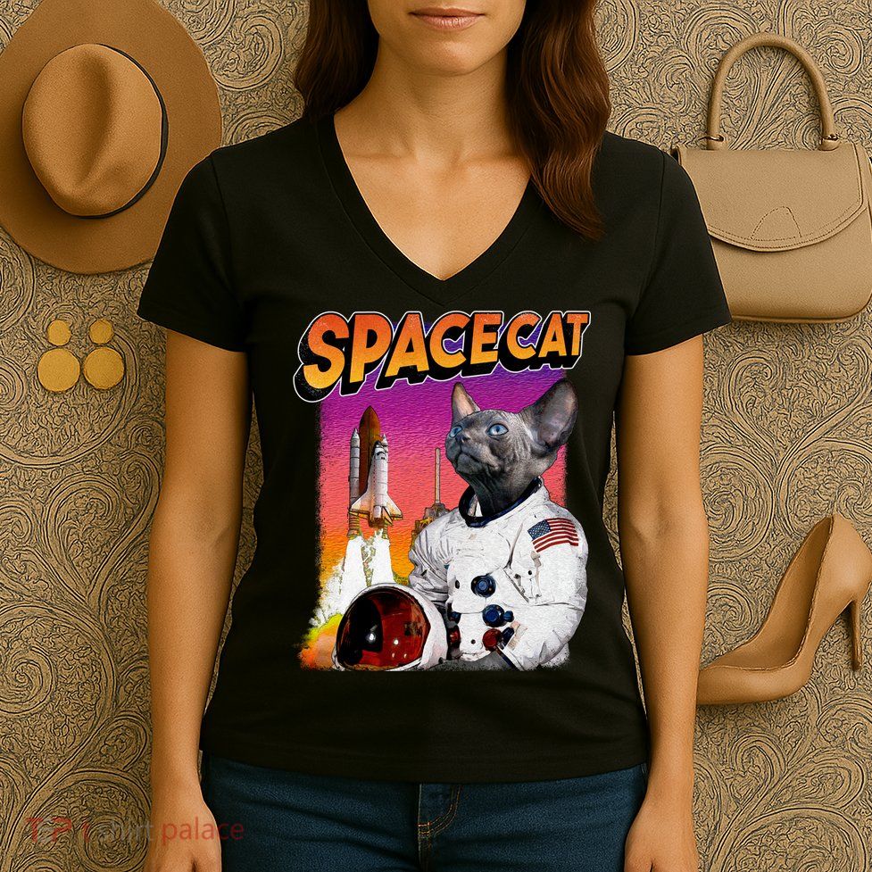Space Cat Women's V-Neck T-Shirt