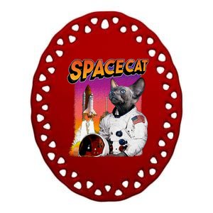 Space Cat Ceramic Oval Ornament