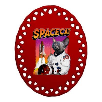 Space Cat Ceramic Oval Ornament