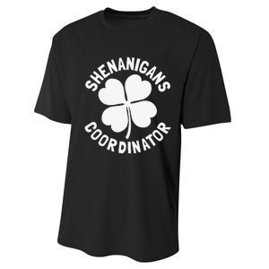 Shenanigans Coordinator St Patricks Day Gift Performance Sprint T-Shirt