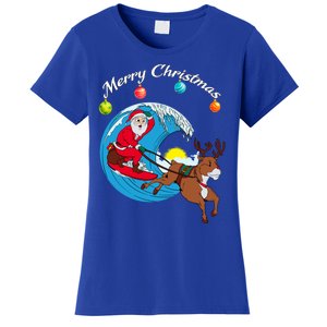 Surfing Christmas Santa Claus Is Coming To Town Gift Women's T-Shirt