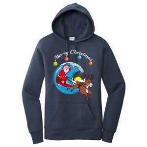 Surfing Christmas Santa Claus Is Coming To Town Gift Women's Pullover Hoodie