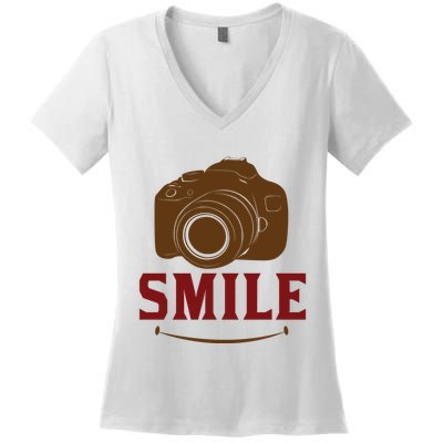 Smile Camera Women's V-Neck T-Shirt