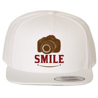 Smile Camera Wool Snapback Cap