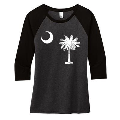 South Carolina State Flag Palmetto Moon Sc Pride Women's Tri-Blend 3/4-Sleeve Raglan Shirt