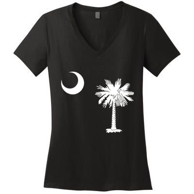 South Carolina State Flag Palmetto Moon Sc Pride Women's V-Neck T-Shirt