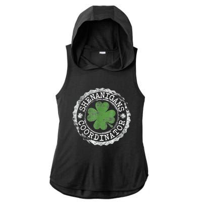 Shenanigans Coordinator Shamrock St. Patrick's Day Ladies PosiCharge Tri-Blend Wicking Draft Hoodie Tank