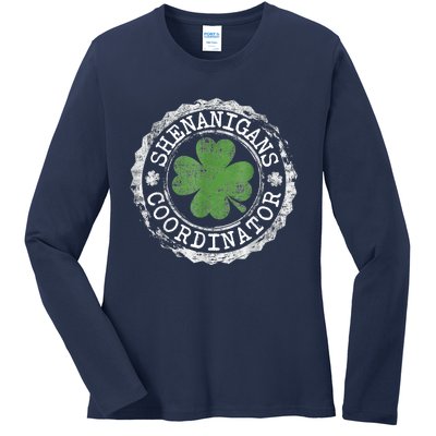 Shenanigans Coordinator Shamrock St. Patrick's Day Ladies Long Sleeve Shirt