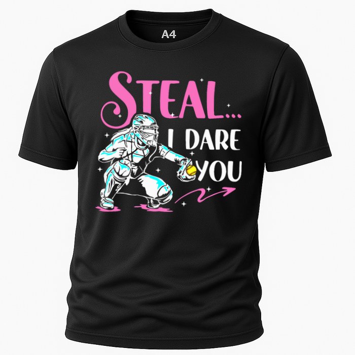 Softball Catcher Sports Design Funny Softball Player Performance Shirt