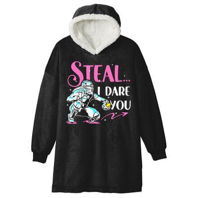 Softball Catcher Sports Design Funny Softball Player Hooded Wearable Blanket