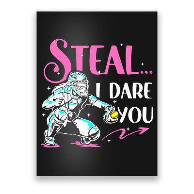 Softball Catcher Sports Design Funny Softball Player Poster
